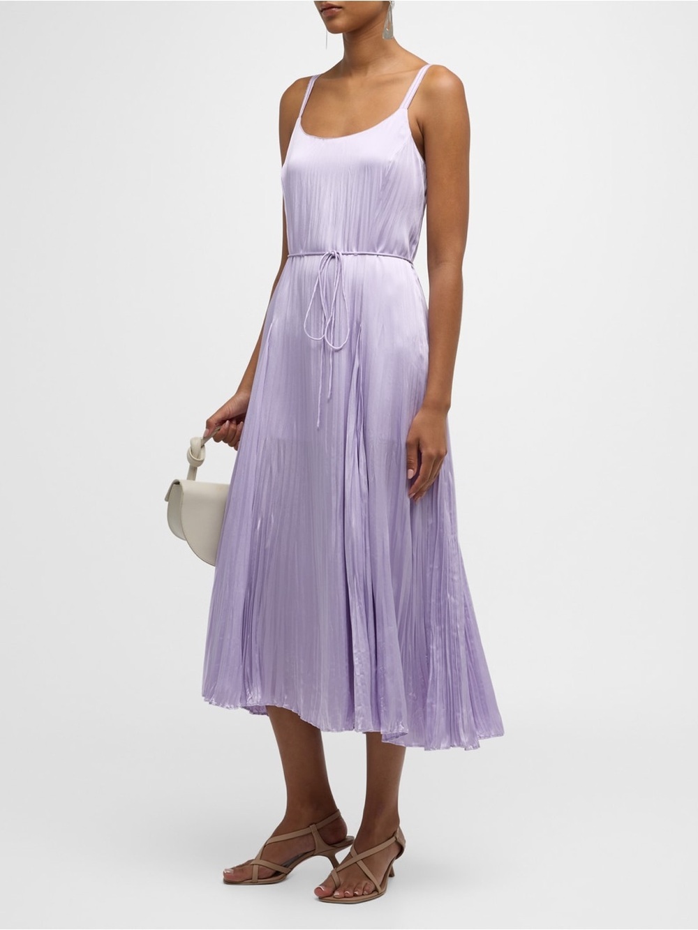 Vince Crushed Satin Slip Dress in Light Purple Size XL NWOT